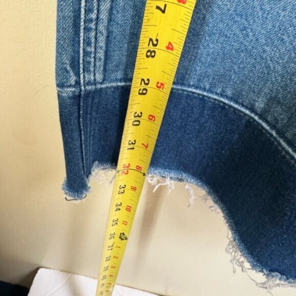 A&Fitch Cropped Stovepipe Wide Leg Crop High Rise Raw Edge Jeans Ombre Denim 31 - Picture 16 of 16